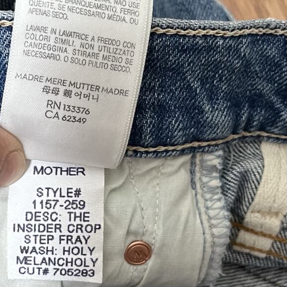 MOTHER Womens The Insider Crop Step Fray Jeans Size 28 Light Wash Distressed NWT - Picture 9 of 10